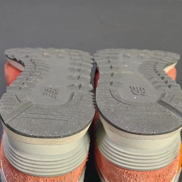 New Balance Mens 574 Sneakers Size 8 Orange Coral Suede Mesh Running Shoes - Picture 7 of 13